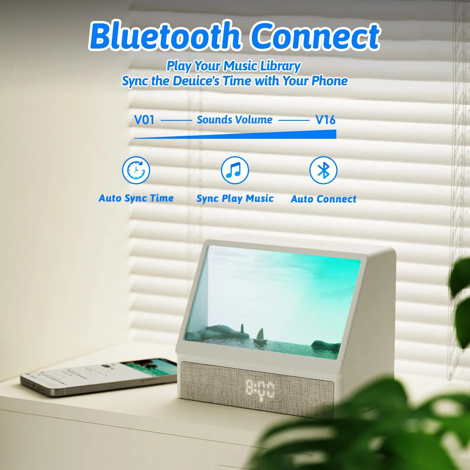 Gemmac Sveglia Simulazione D'alba con Luce suono naturale 12 Rumori Bianchi e Cassa Bluetooth Sveglia da Comodino Funzione Display l'alba per Camera da Letto, Risveglio Dolce e Luminoso per Adulti