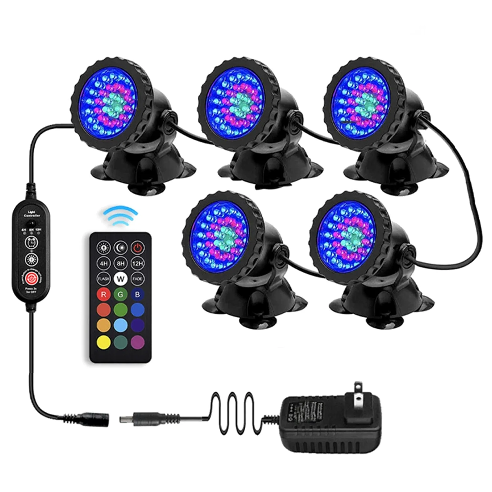 Luci subacquee Impermeabile RGB Luci spot subacquee, DC12V Remoto Control Amphibious Change Color PORTATO Luci sommersi IP68 Lampada a riflettori dell'acquario impermeabile Luci da piscina Luci da lag