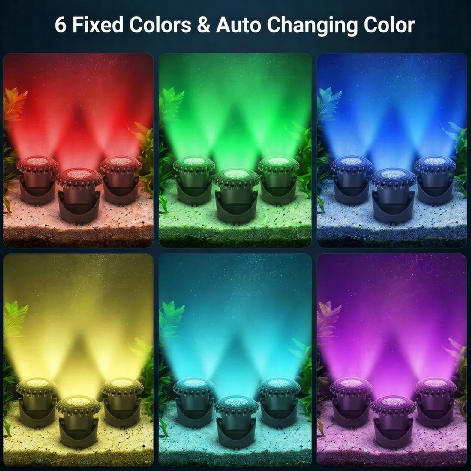 T-SUN Luci Solari per Laghetti 5 in 1 RGB Luce Solari Per Laghetti Faretto Solare per Esterni RGB Lampada Solare Sommersa Con 2 Modalità, IP68 Impermeabile, Per Giardino, Albero, Patio, Stagno