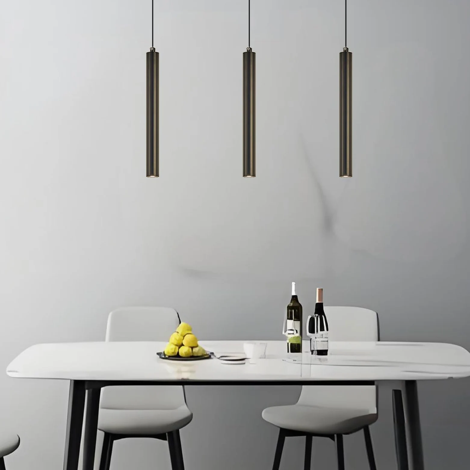 Lampada a Sospensione Comodino Camera da Letto, 2 Pezzi lampadario led a cilindro Nero, Regolabile In Altezza lampada a sospensione moderna per cucina soggiorno tavolo da letto 30cm (2)