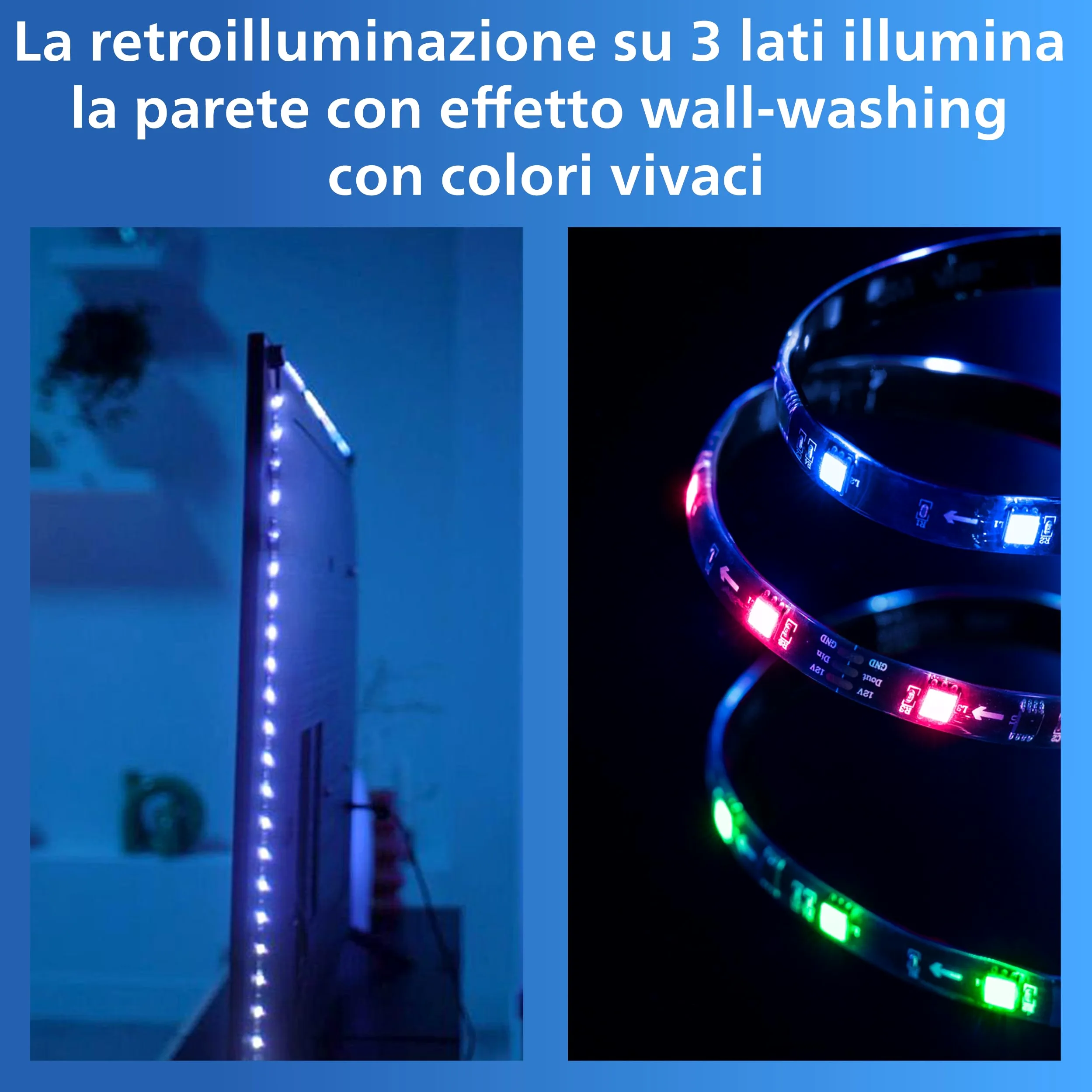 Philips Smart Lighting HDMI Sync Box, Striscia LED RGBIC per TV 55-65" | Luce dietro TV, Dimmerabile, Sincronizzazione con film e musica, HDMI 2.0 4K a 60 Hz, Smart Home, Compatibile con WiZ