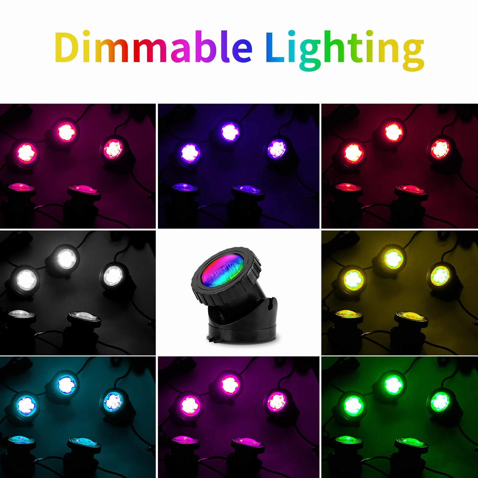 Illuminazione solare per laghetto, luce subacquea RGB, luce subacquea regolabile, cambia colore, IP68, impermeabile, 5 pezzi