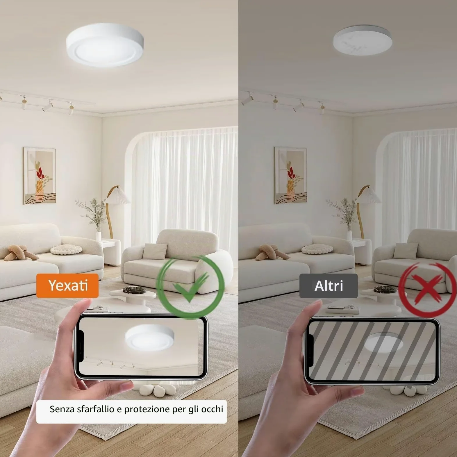 Yexati 6 Pezzi Plafonieraiera LED Soffitto 15W 1800LM, Plafoniera Superficie LED 4500K Bianco Neutro, Driver Incluso. IP44 Angolo 120 para Dormitorio Cocina Salon Baño Comedor 170 * 28Hmm