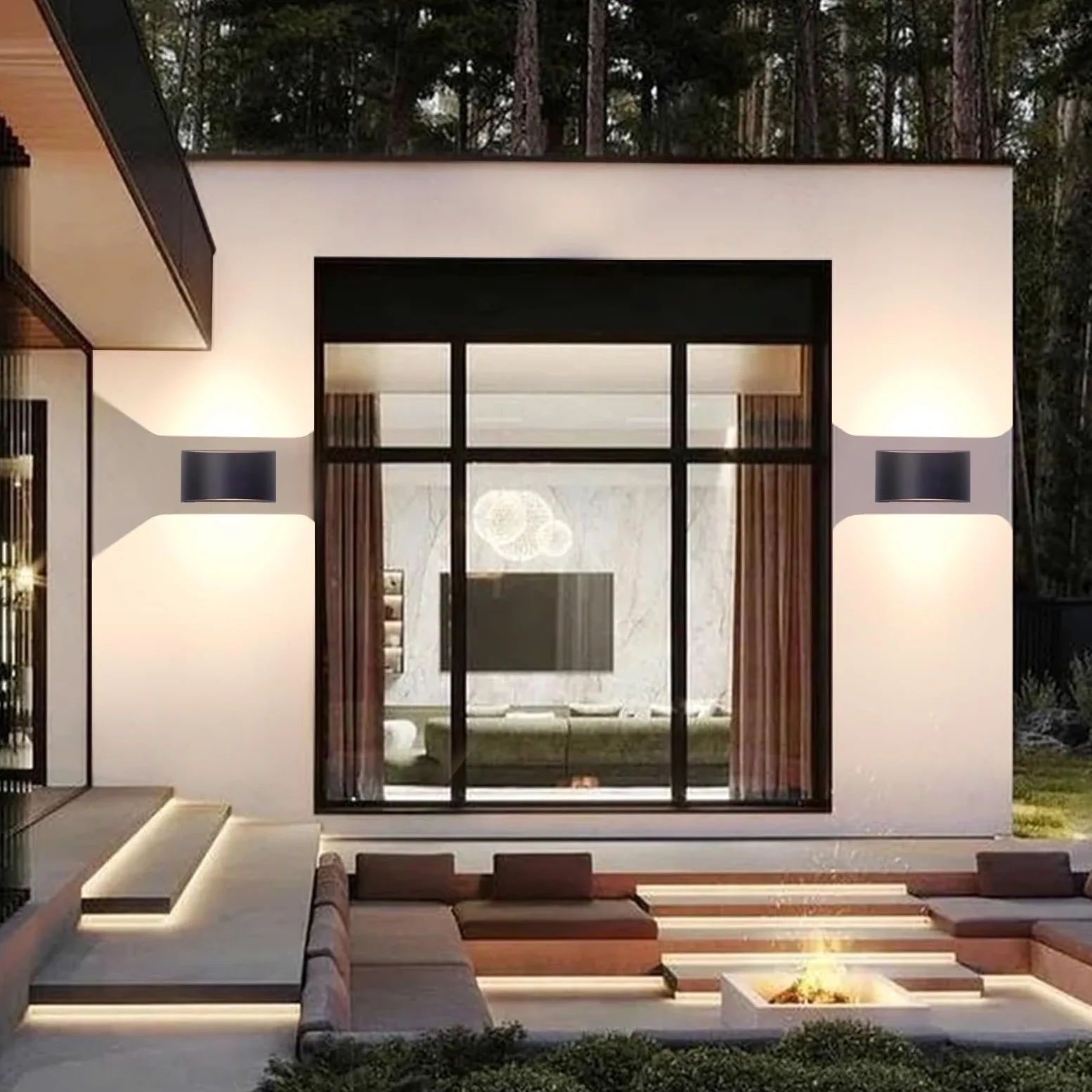 KICAAO 2 Pezzi Applique da Parete LED Moderno, Lampada da Parete Interno/Esterno con Lampadina G9 Sostituibile, 7W Luce Calda 3000K, Alluminio Nero Impermeabile IP65 per Ingresso Giardino