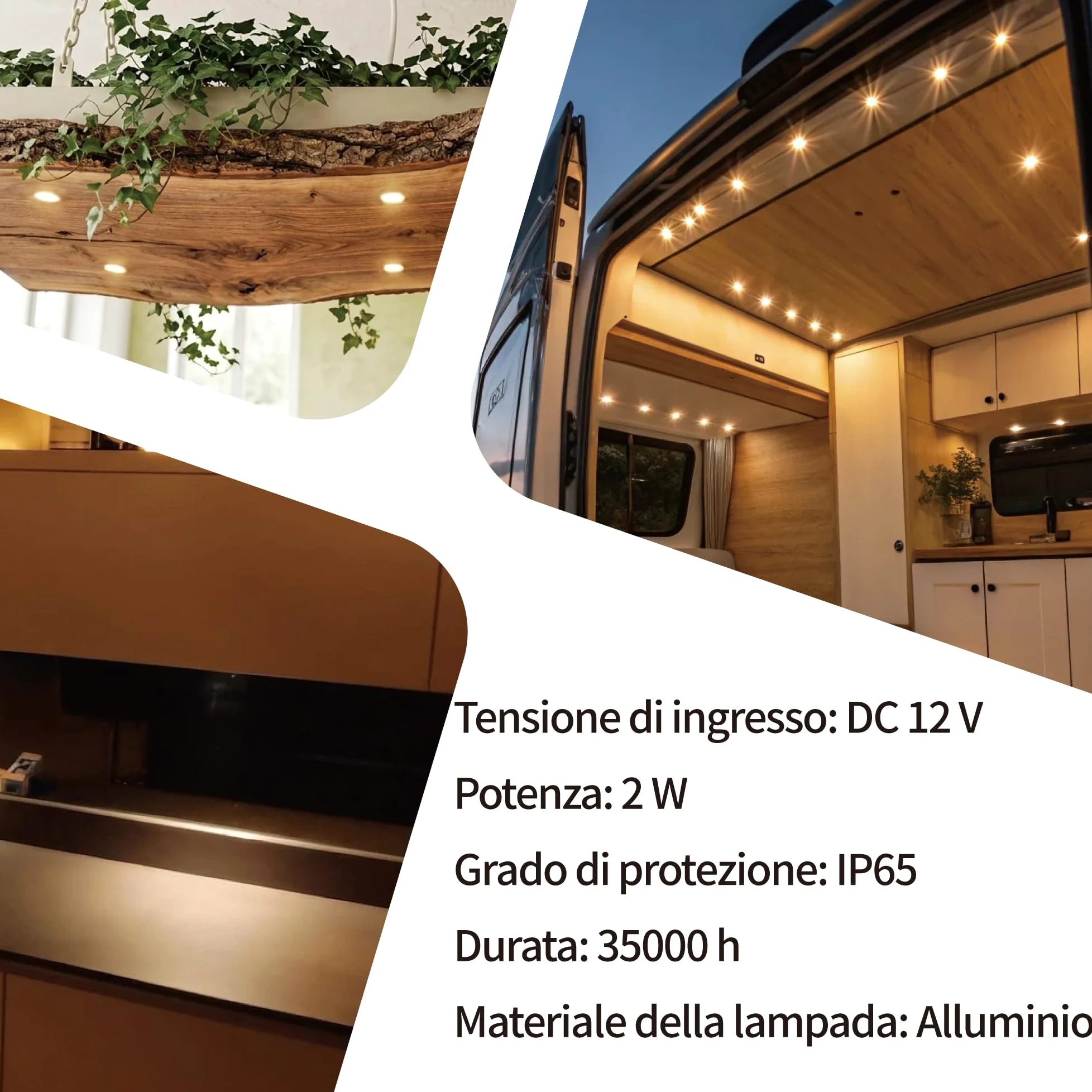 Mini Faretto LED 2W 6pz DC 12V, IP65 Impermeabile Piccolo Faretto da Incasso Soffitto, 25mm Illuminazione Fai-da-Te per Mobili Quadri Pareti Cucina Scale Vetrine Corridoi (Nero Caldo)
