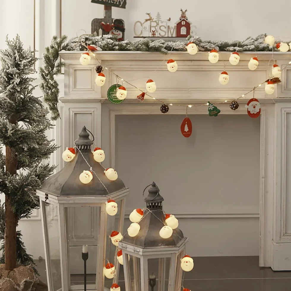 Stringa di luci Natalizie, luci Stringa Impermeabili per Decorazioni Natalizie Festa sull'albero, luci Stringa di Babbo Natale, Lucine Bianche Calde a 20 LED (Batteria)