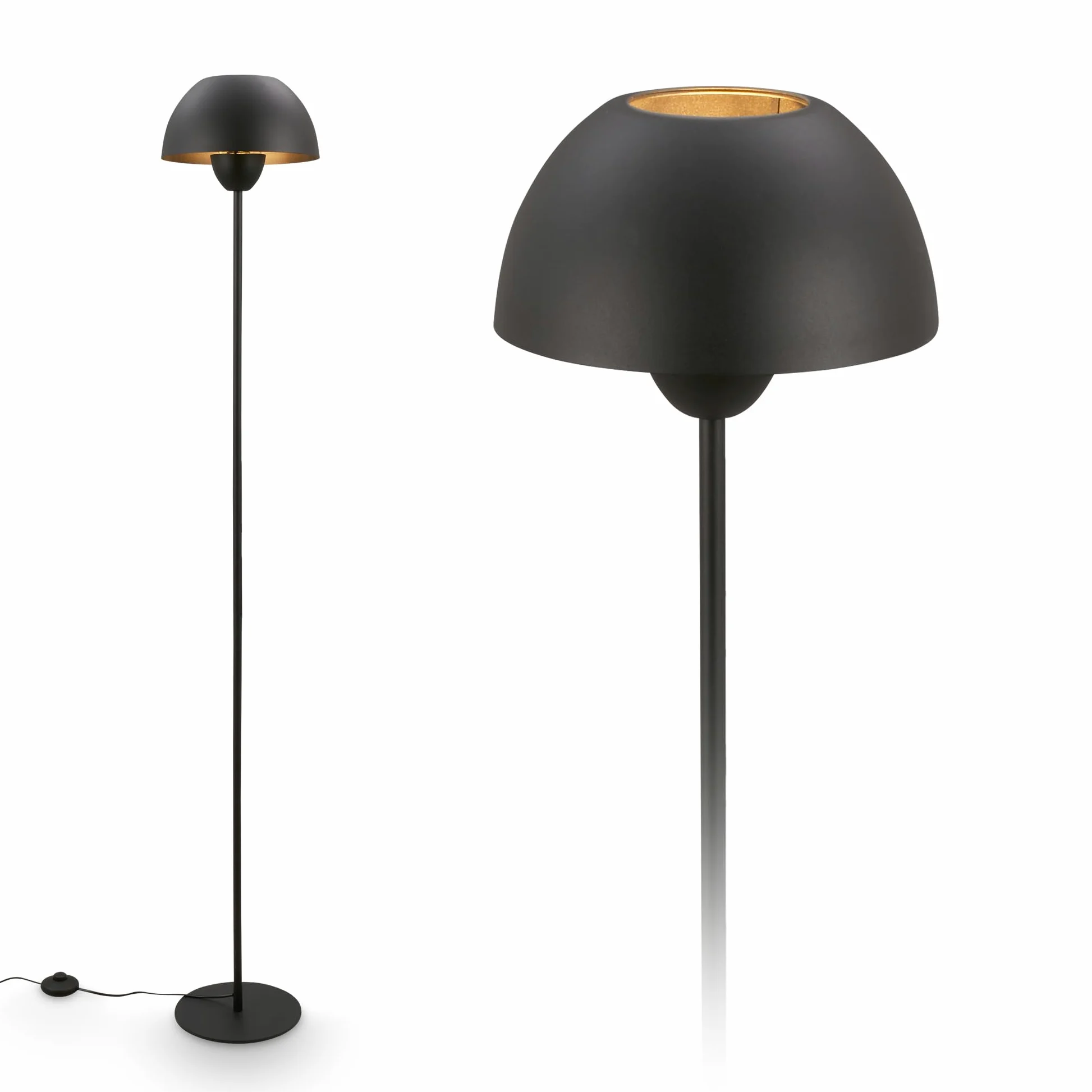 BRILONER - Lampada da terra con interruttore a pedale, attacco E27, max. 10W, piantana lampada da terra, lampada da terra salotto, lampada soggiorno da terra, 25 x 156,5 cm, nero