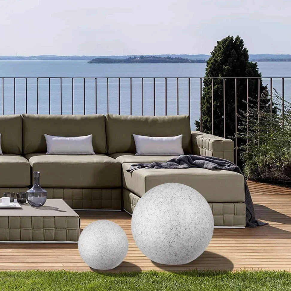 BAKAJI Lampada Design Sfera da Giardino Diametro 40 cm Luce Illuminazione Esterno da Terra o Tavolo Attacco E27 Lampadina Max 35 W Decorazione Effetto Pietra con Picchetti di Fissaggio Terreno