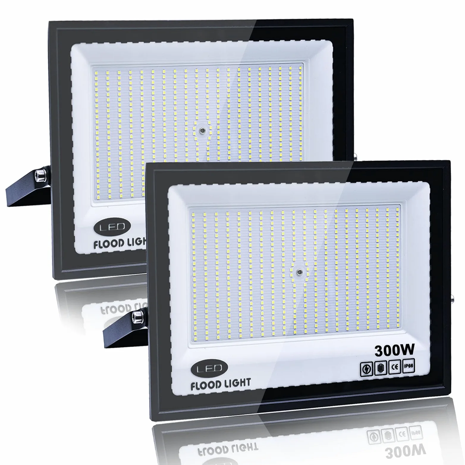 2 Pezzi Faro LED Esterno 300W, 1M Cavo Bianco Freddo 6500K,IP66 Impermeabile Farettdao LED Esterno, 30000LM Faretti LED Esterno, per Giardini, Terrazze, Cortili, Balconi, Parchi, Garage