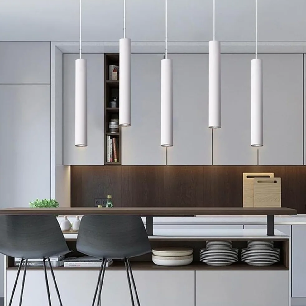 2 Pezzi Lampada a sospensione LED Lampadario Moderno Design Minimalista Lampada da soffitto LED Bianco Plafoniera Alluminio per Sala da pranzo Camera da letto Soggiorno Ristorante