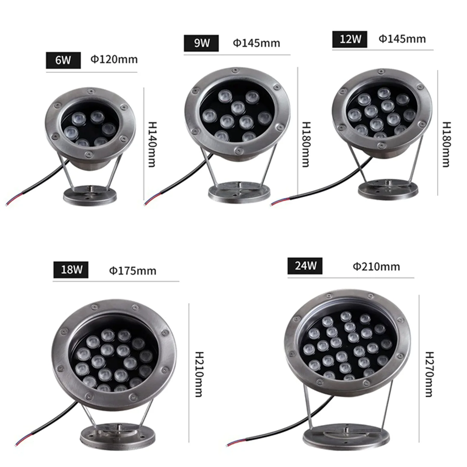 All'aperto LED Luci Subacquee Ruotabile Basso Voltaggio 12/24V Faretto Subacqueo IP68 Impermeabile Acciaio Inossidabile Luci del Laghetto per Fontana Acquario Illuminazione del Paesaggio