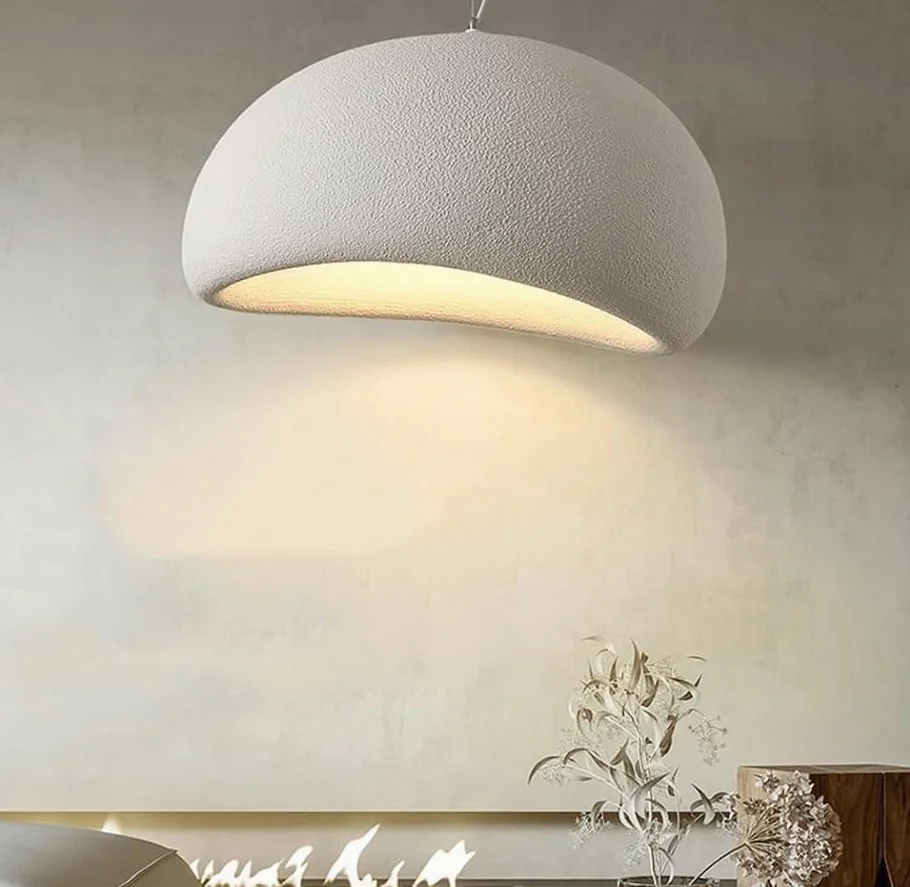Dopa Dopastore Lampadario a Sospensione Attacco E27 Design Moderno Stile Minimal Lampadario Wabi Sabi 40/50/60CM Portalampada Bianco da Interno IP20 (40 CM)