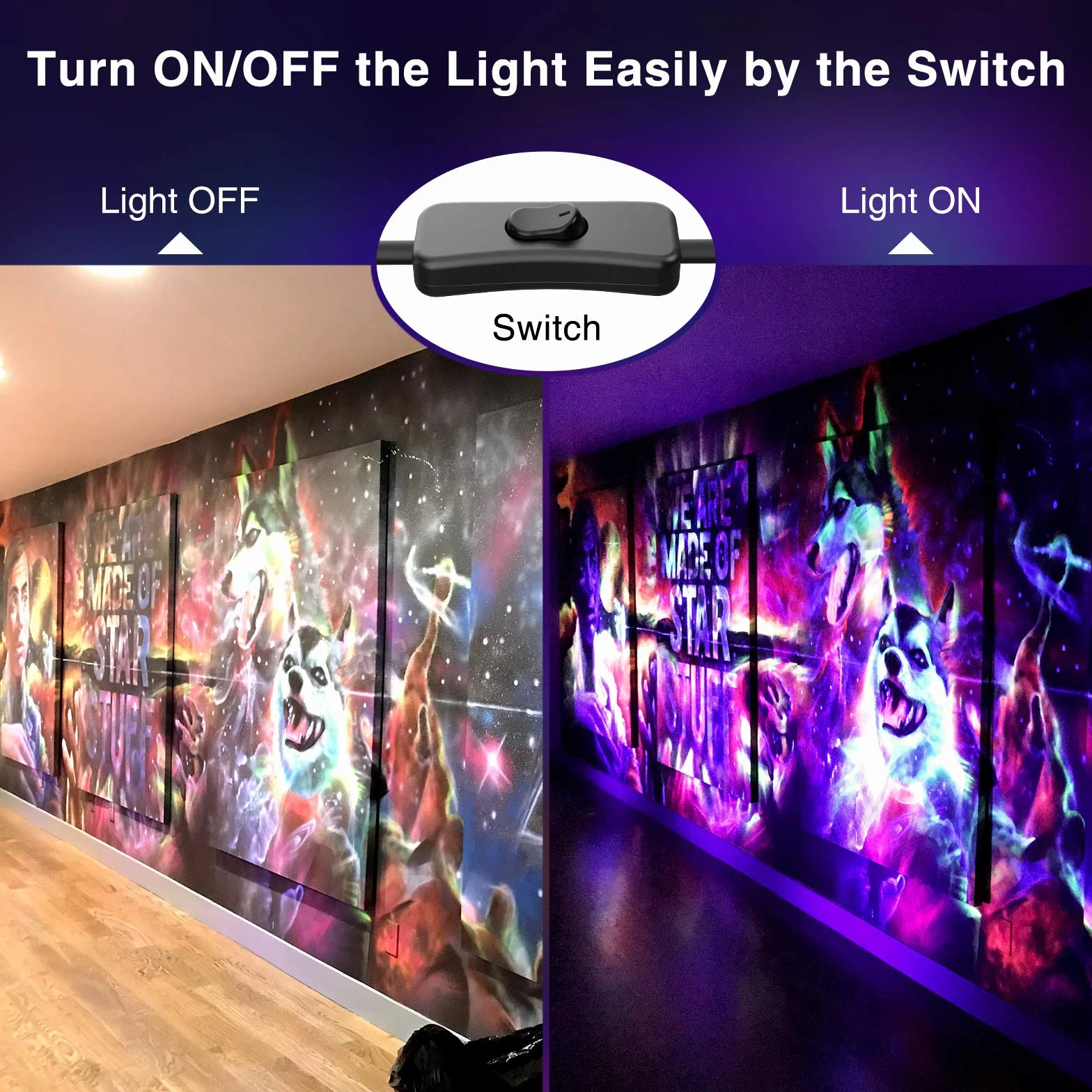Onforu 20W Luce Nera UV, 2 Pezzi Faretto UV LED con spina, IP66 Faro UV LED Impermeabile,Black light Decorare per Acquario, Festa, Pittura Fluorescente, Poster Fluorescente, Bar, Festa