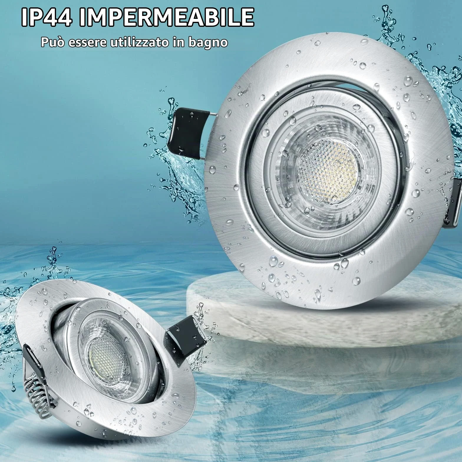 wowatt 7W Faretti LED da Incasso per Cartongesso Luce Caldo 2800K Set di 10 | Dimmerabili 3 Intensità 700LM Faretti da Incasso Orientabili, IP44 Impermeabile per Bagno Cucina, Diametro Foro 68mm - 75mm