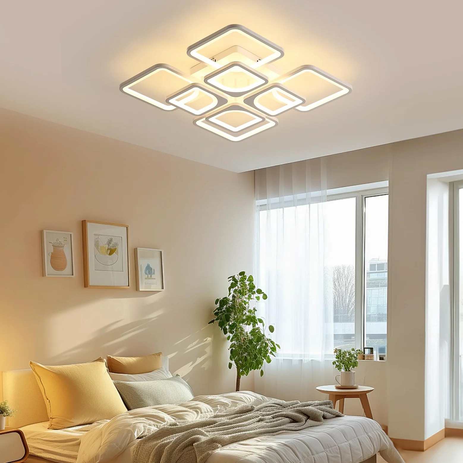 Comely Plafoniera LED Moderna, 80W Lampada da Soffitto, Lampadario LED Soffitto Dimmerabile con Telecomando e Controllo APP 8000LM 3500K - 6500K per Soggiorno, Camera da Letto, Sala da Pranzo
