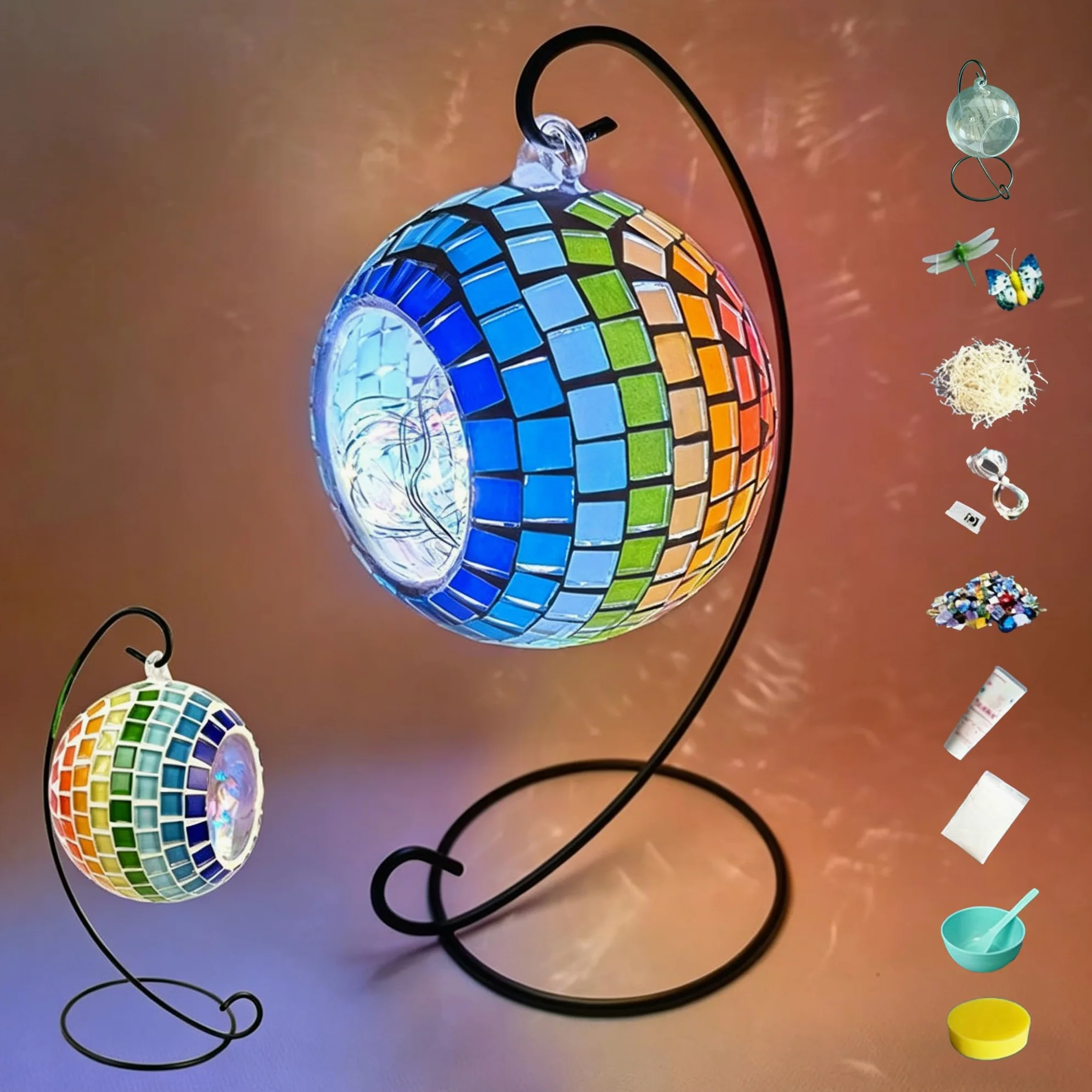 Kit di portacandele a mosaico fai da te con mosaico turco luce notturna con vetro colorato a mosaico fatto a mano lanterna marocchina per la casa soggiorno illuminazione arredamento stile 1