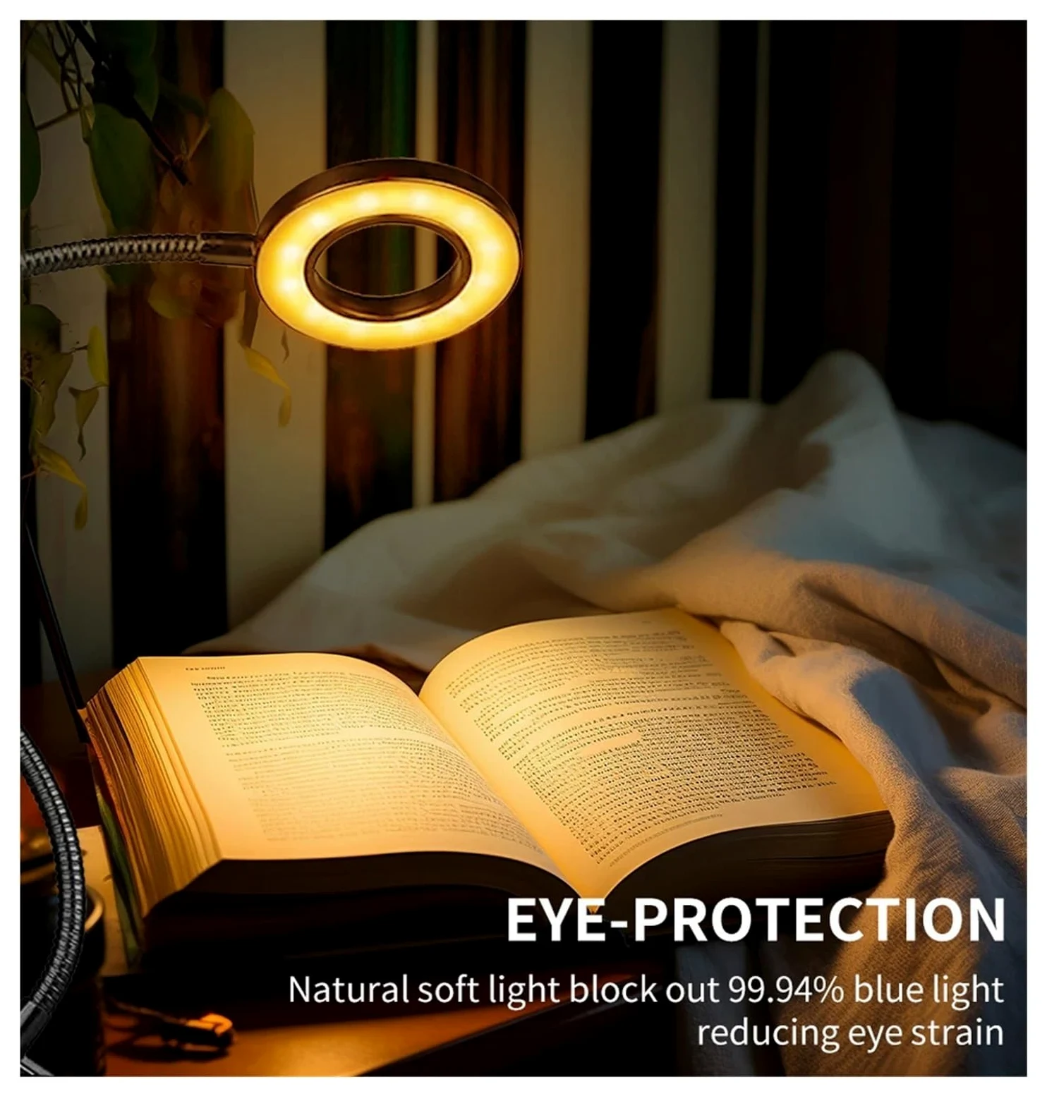 Lampada da studio for libri da lettura a LED con luce a clip | 10 Luminosità Protezione degli occhi Scrivania for studenti con collo di cigno(Black)