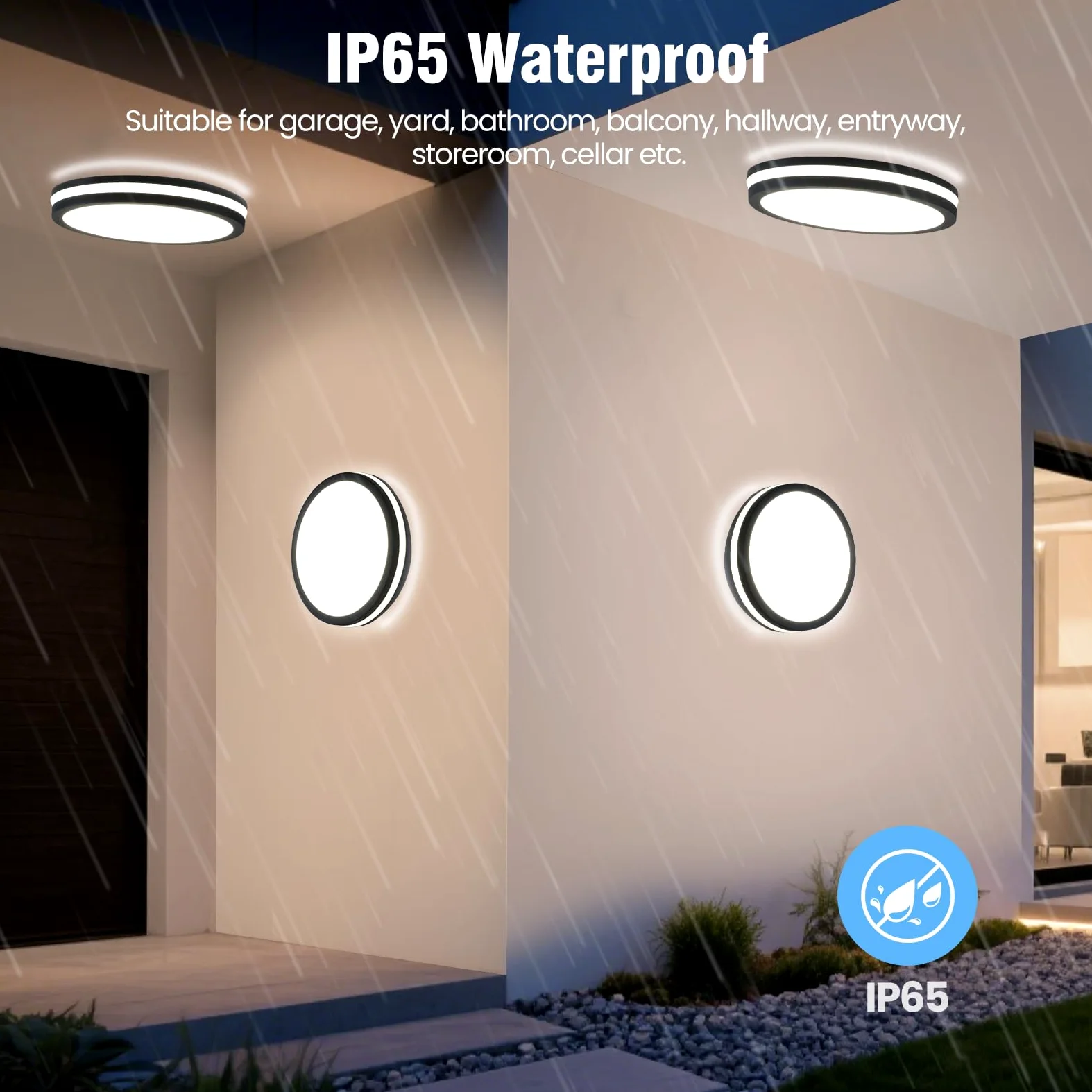 LEZOE 2er Plafoniera LED con sensore di movimento IP65 impermeabile, 18W 2700lm 150(Lm/W) lampada da soffitto con sensore 3000K/4000K/6500K Ideale per bagno, garage, corridoio, balcone Ø22cm Grigio