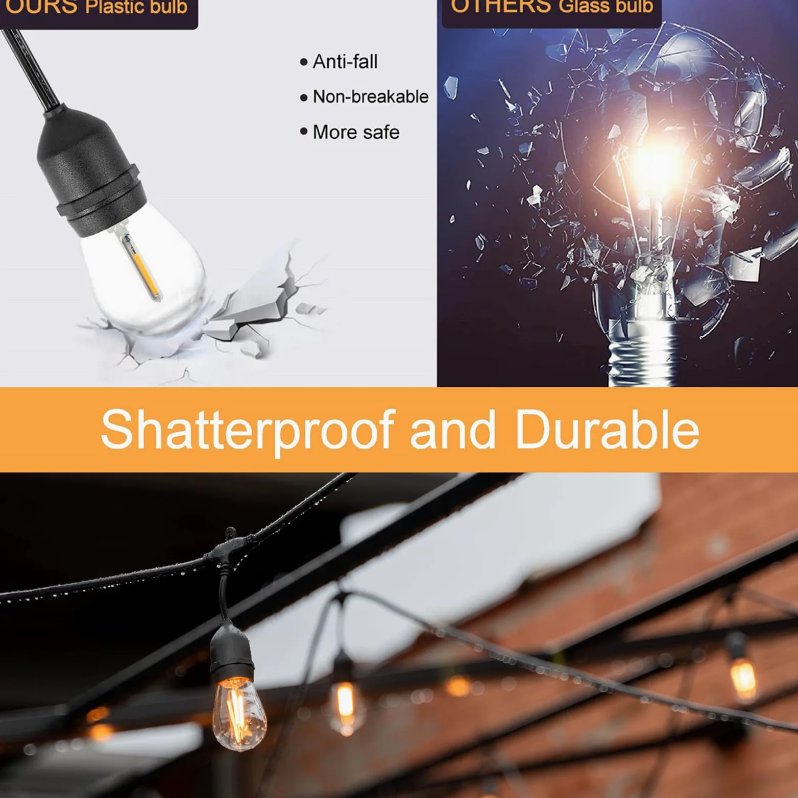 ZOTOYI Catena Luminosa Esterno 30M, S14 Luci da Esterno Giardino con 30+2 LED Lampadina, IP65 Impermeabile Catena di Lampadine da Esterno per Giardino Terrazzo Balcone Festa Gazebo, 2700K