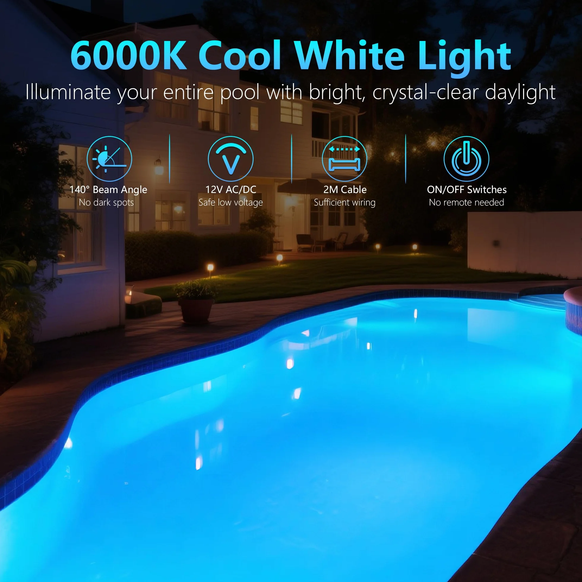 35W Faro LED Piscina Superficie, Lampada Piscina Ultrapiatta Non Dimmerabile 3500lm, Ø275mm, Impermeabile IP68 Riempito di Resina Luce per Piscinas Interrate e Cemento, 12V AC/DC, Bianca Fredda