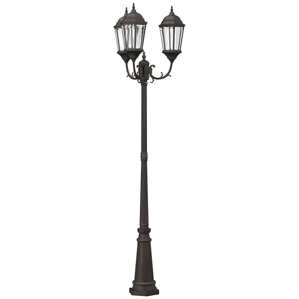 vidaXL Luce da Giardino Bronzo 61 x 53 x 235 cm Alluminio e Vetro, Lampioni in Alluminio per Giardini e terrazzi, luci robuste per vialetti, Decorazioni Outdoor