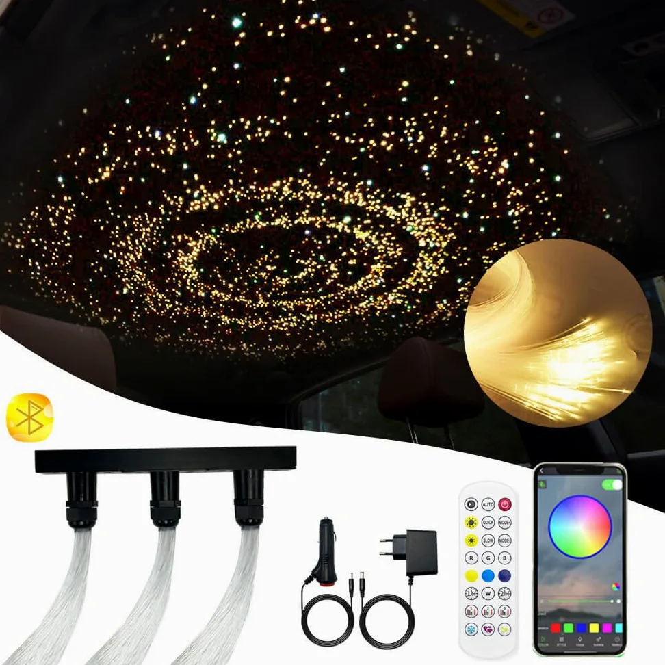 GIDEALED Twinkle, luce a cielo stellato in fibra ottica per auto/casa, kit di luci da soffitto Star con app/telecomando/modalità musica, generatore di luce RGBW e 300pcs*0,75mm*2m cavo in fibra ottica