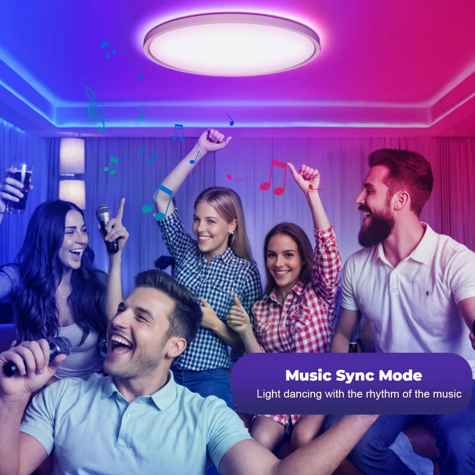 Plafoniera LED Soffitto RGB, Intelligente Lampada LED Soffitto Dimmerabile, Compatibile con Alexa Google Hom, Lampadario con 16 Milioni Colori per Camera da letto, Soggiorno, Bagno, 28W, 2800LM, 30CM