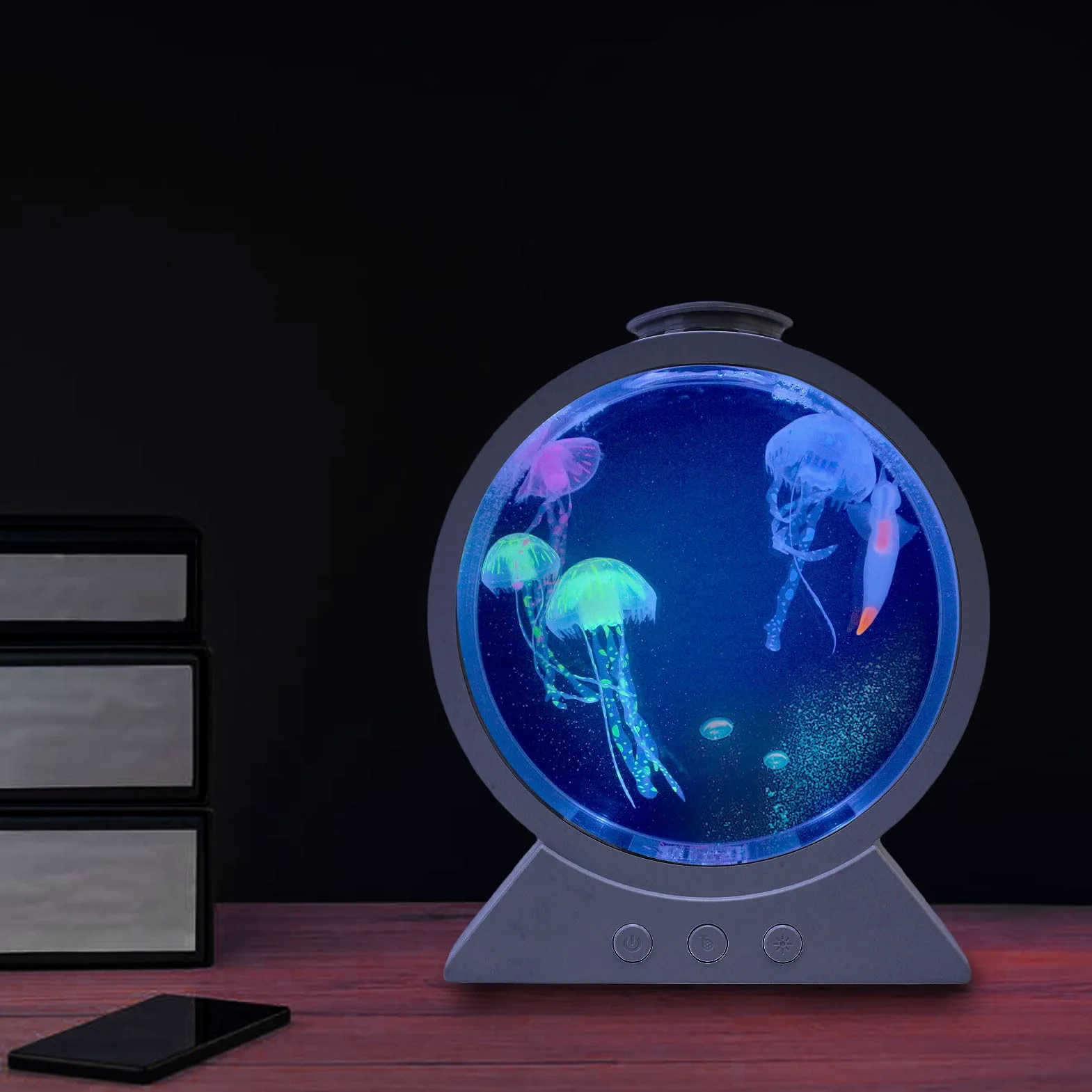 Elprico Lampada per Gelatine, Fritta di Gelatina Fantasy a LED, 7 a Colori Decorazioni per Lampada da Tavolo Jellyfish, Lampada da Notte di Rotonde per Bambini Grandi Regali per Bambini