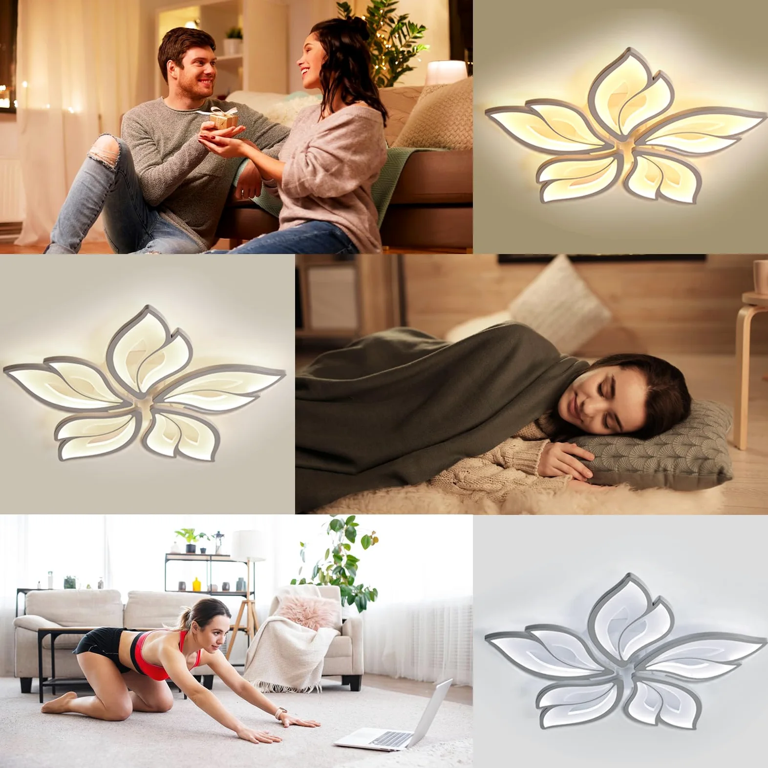 Yuanfenghua Lampadario camera da letto, 40W plafoniera Led soffitto, lampada da soggiorno con telecomando (70 X 6,5 cm)