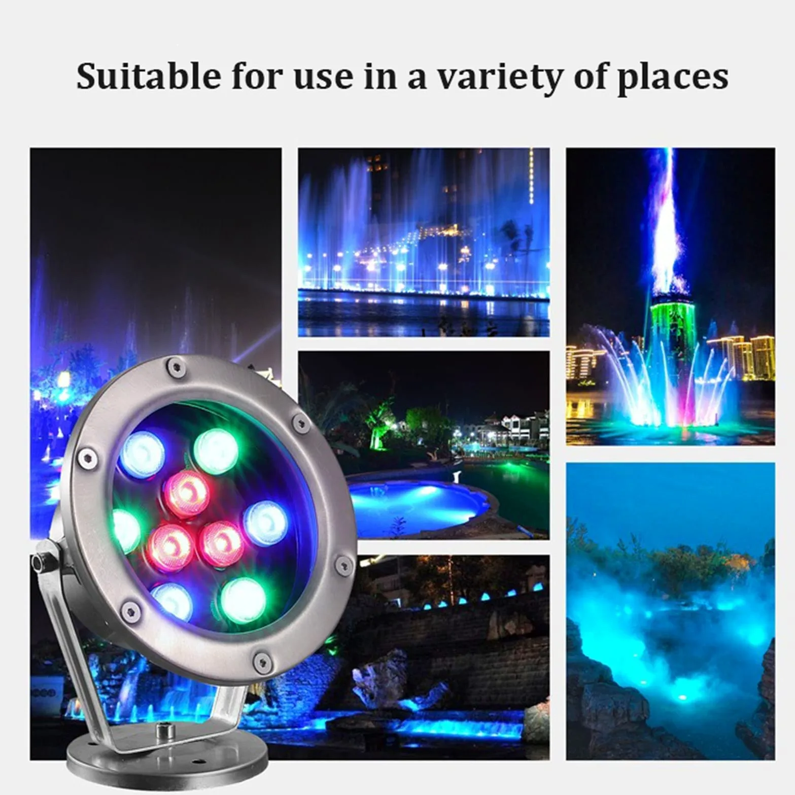 All'aperto LED Luci Subacquee Ruotabile Basso Voltaggio 12/24V Faretto Subacqueo IP68 Impermeabile Acciaio Inossidabile Luci del Laghetto per Fontana Acquario Illuminazione del Paesaggio