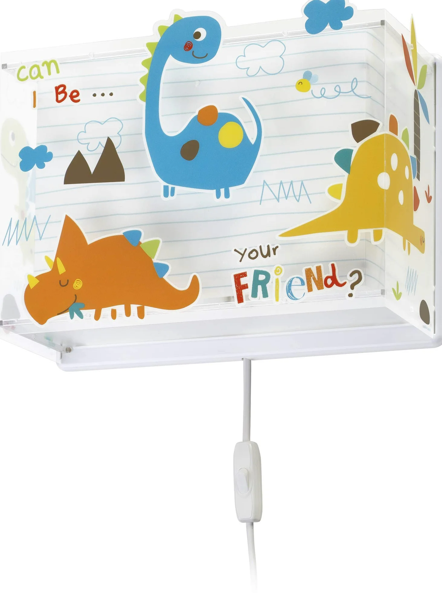 Dalber - Lampada da parete E-27, Dinosauri, Multicolore, 31 x 13 x 23.5