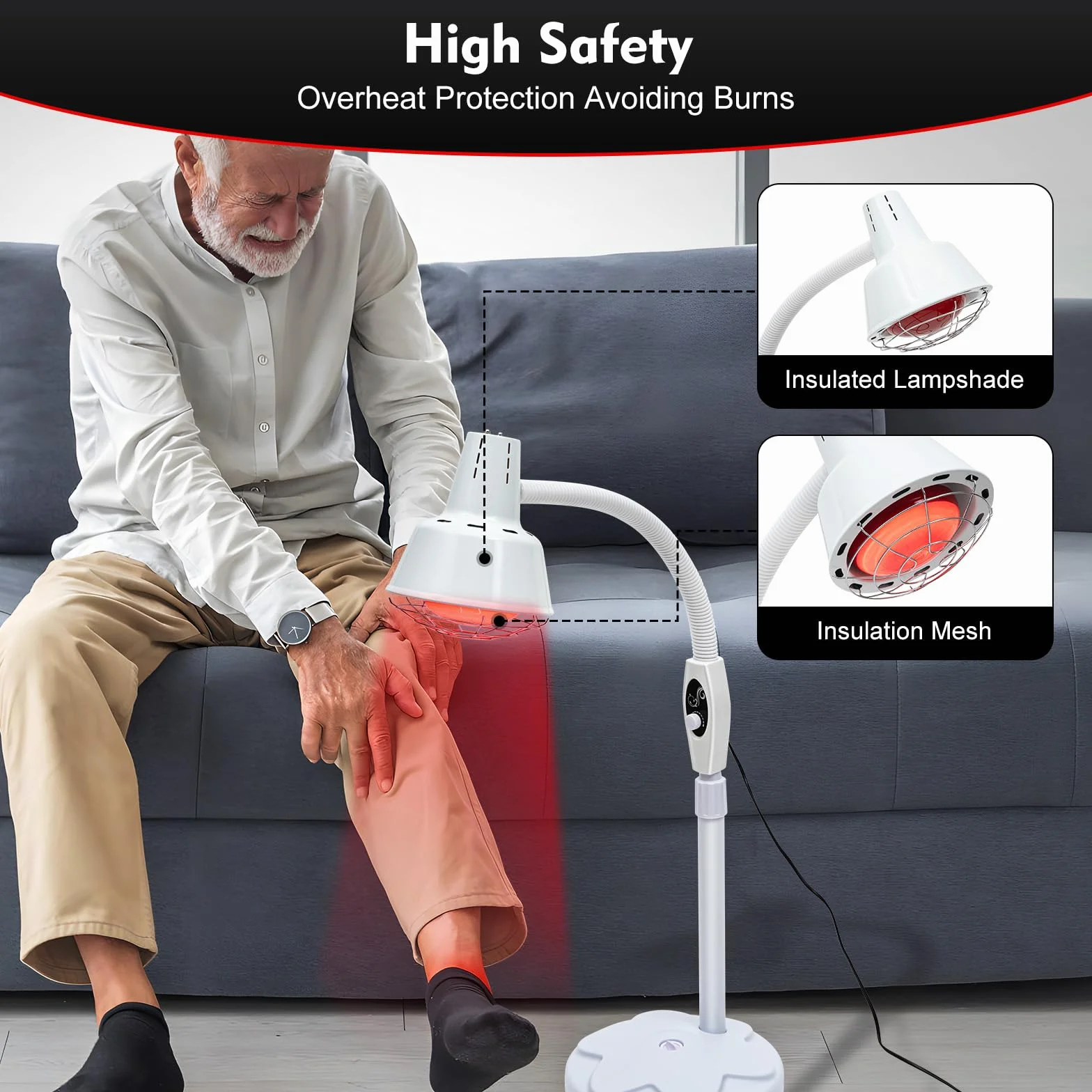 Lampada Riscaldata A Infrarossi, Radiatore A Infrarossi, Lampada Terapia, Termoterapia Curare L'infiammazione, Alleviare il Dolore Varie Aree, Promuovere Recupero Muscolare E Cicatrizzazione Piaghe
