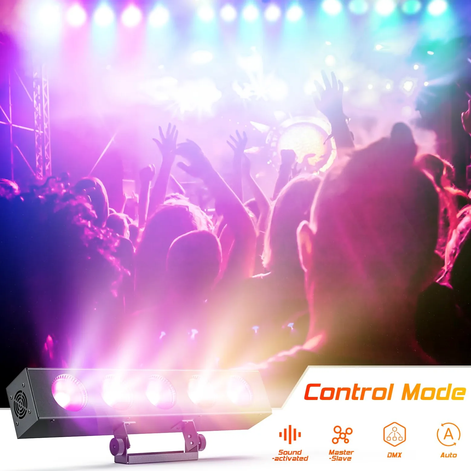 Barra Luminosa Wallwasher 60W, 5 PCS 4-in-1 RGBW COB LED Luce di Festa DJ Luce, Wallwasher dmx Effetti per Discoteca, Nozze, Interni/Esterni, Halloween DJ, 2 pezzo