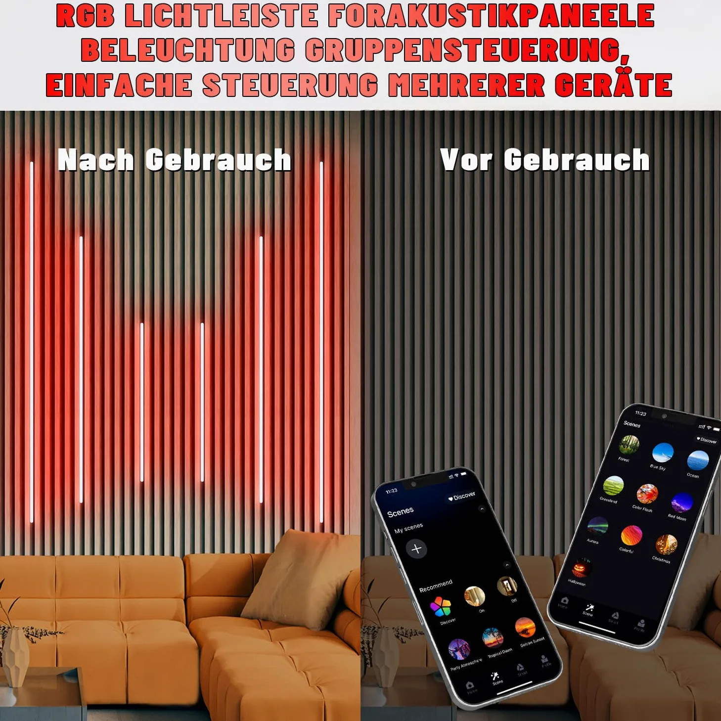 LICHASER 6 Nero Incasso LED Striscia per Pannelli Fonoassorbenti, WiFi Profilo Alluminio per Strisce LED Compatibile con Alexa, Bianca Calda Autoadesiva per Pannelli Acustici (2*32+2*40+2*60 cm)