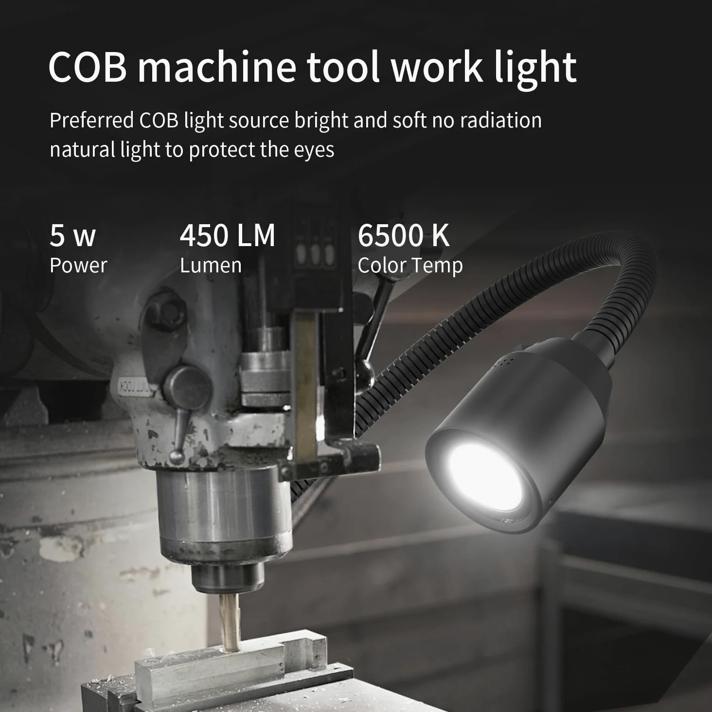 Luce a collo d'oca flessibile a led 500 lumen fissata con viti Lampada da lavoro per illuminazione industriale per macchine utensili e tornio