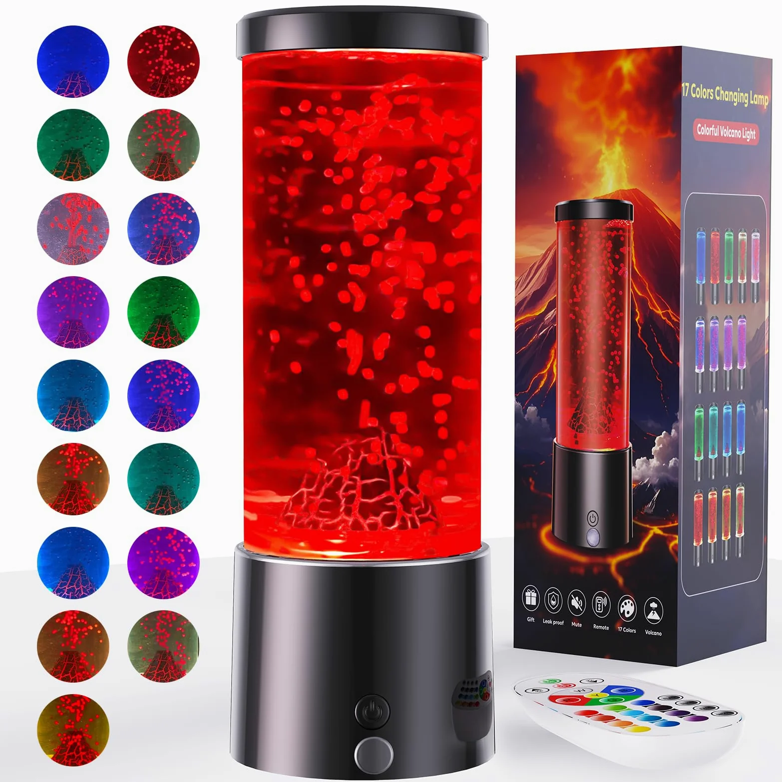 Luce notturna vulcano bambini, lampada vulcano con 17 cambi di colore e telecomando, lampada eruzione vulcanica, educativa per bambini, ragazzi e ragazze
