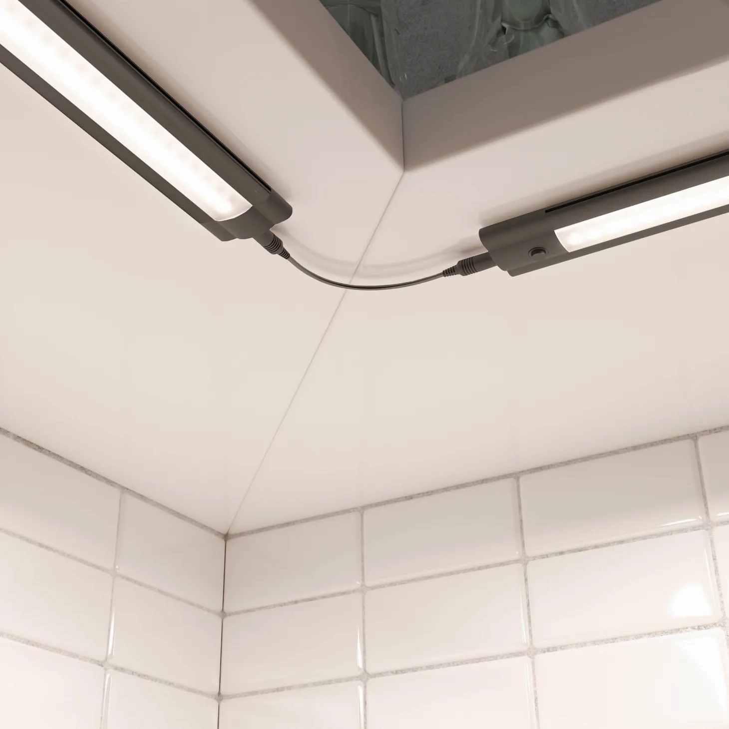 ledscom.de Luce sotto il mobile a LED SIRIS nero opaco, piatto, ogni 50cm, ogni 531lm, bianco caldo, set di 3