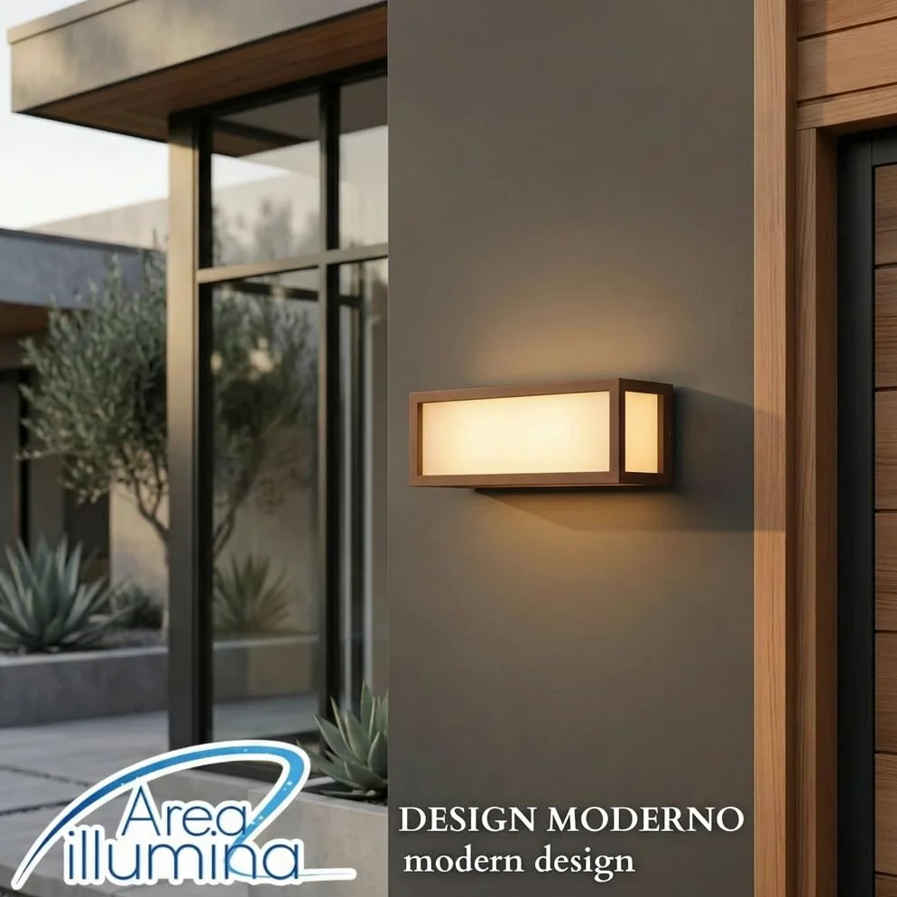 Applique da Parete in Alluminio per Esterno, IP54, E27 Max 20W, Stile Moderno, 370x110x100 mm, Bianco/Antracite/Corten (Corten)