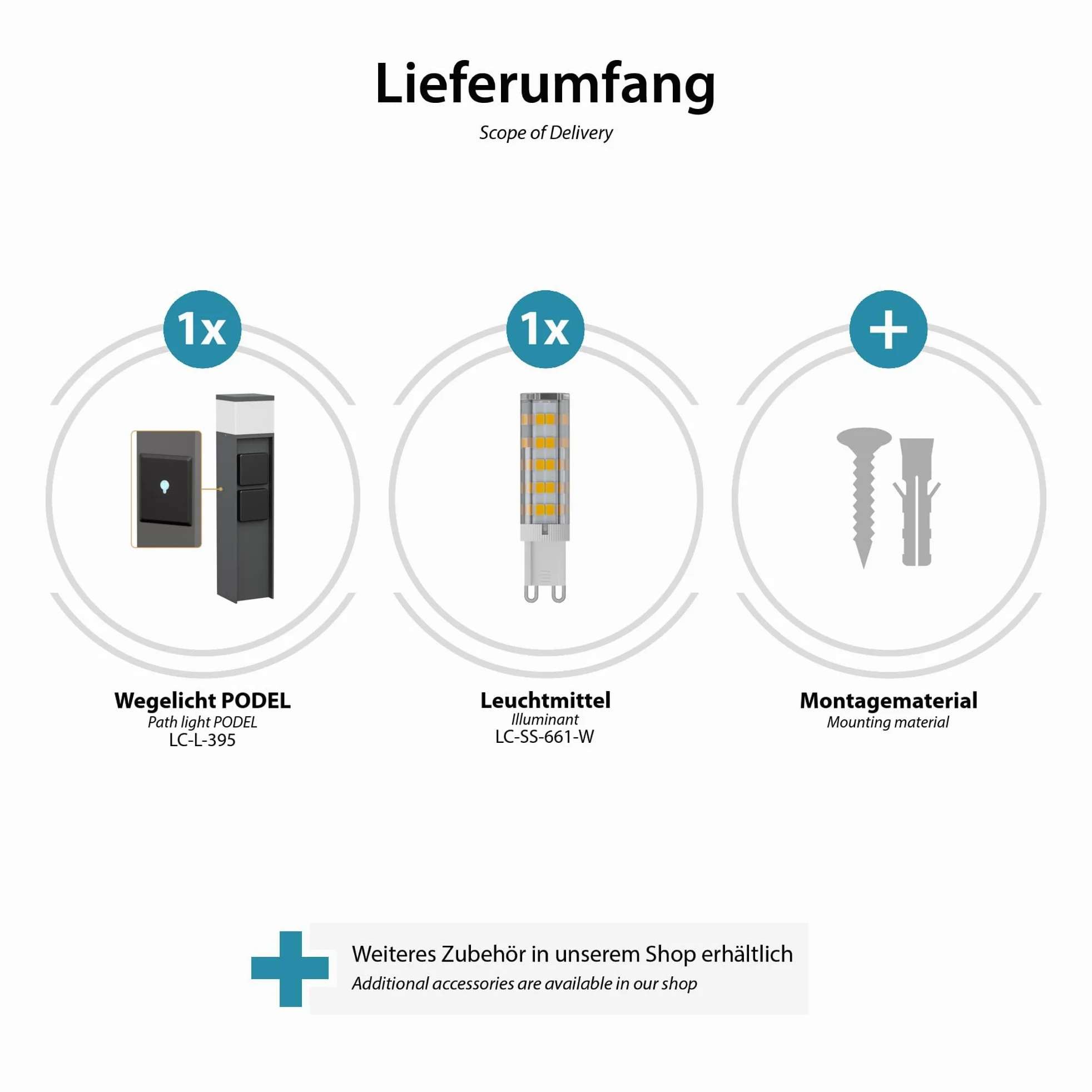 ledscom.de Bollard light PODEL per esterni, Smart Home, 39cm, antracite, 2 prese, incl. lampadina G9, 596lm, bianco