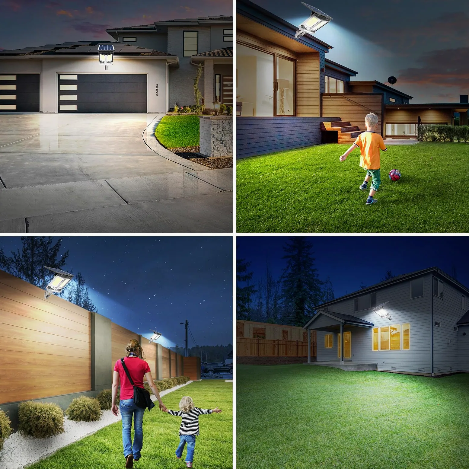 INTELAMP Lampade solari per esterni con sensore di movimento e telecomando, 12500mAh 3000LM, lampade solari per esterni per illuminazione di terrazza, garage, strade, IP65 impermeabile