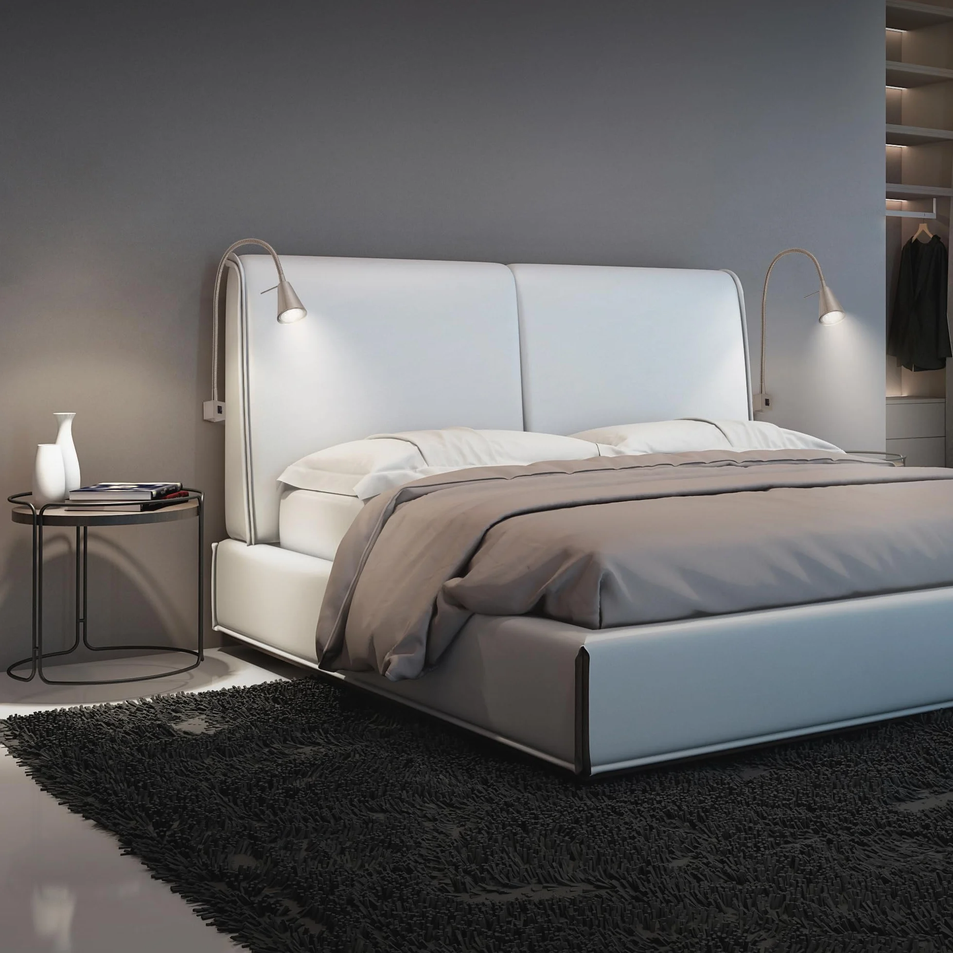 BRILONER - Set di 2 lampade da lettura LED con interruttore, orientabili, diverse posizioni di montaggio, applique da interno, lampada da parete, da letto, da comodino, 40,3 cm, nichel opaco