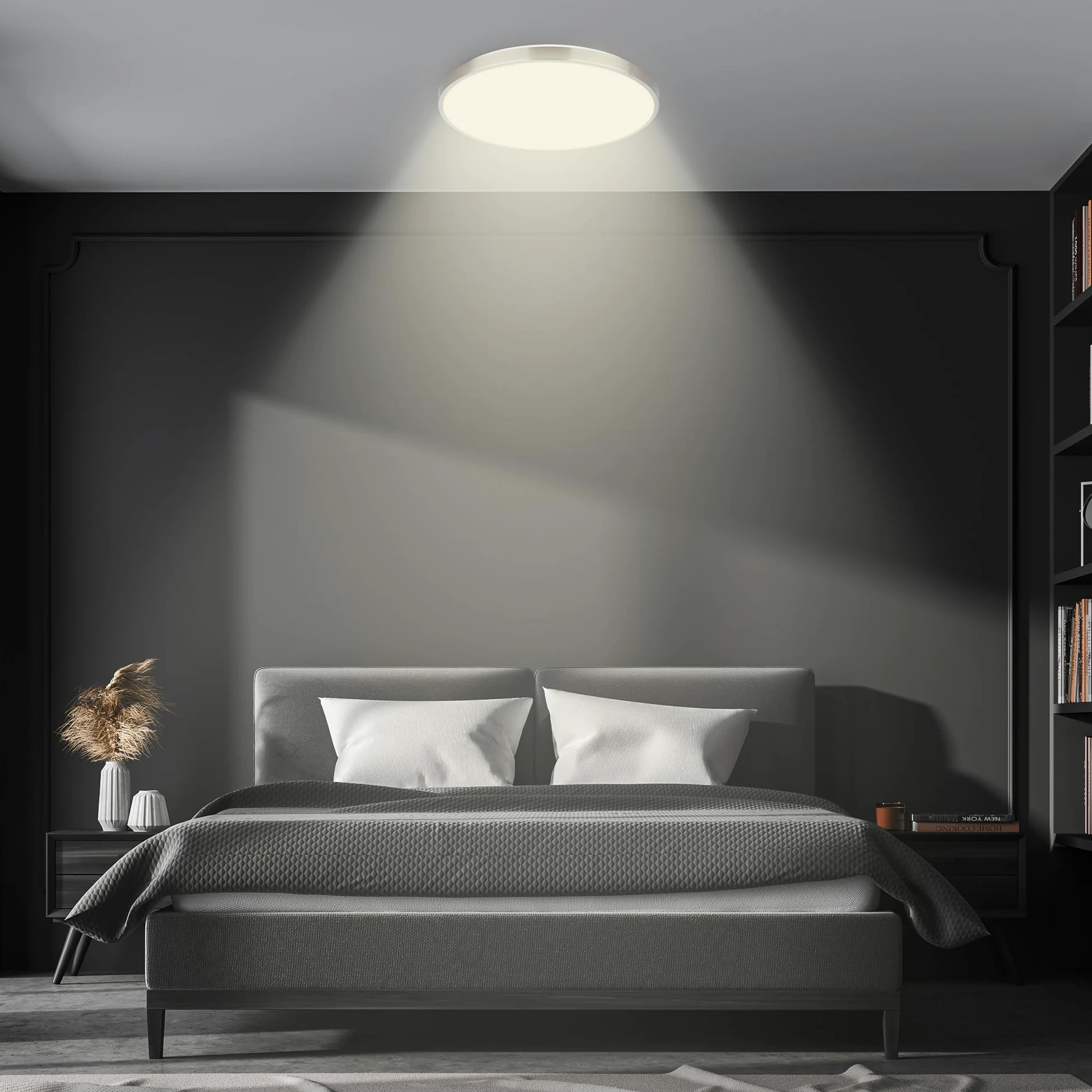 Briloner - Plafoniera LED, dimmerabile, CCT, paralume decorativo, cielo stellato, lampada soffitto, 38 x 6,5 cm, nichel opaco