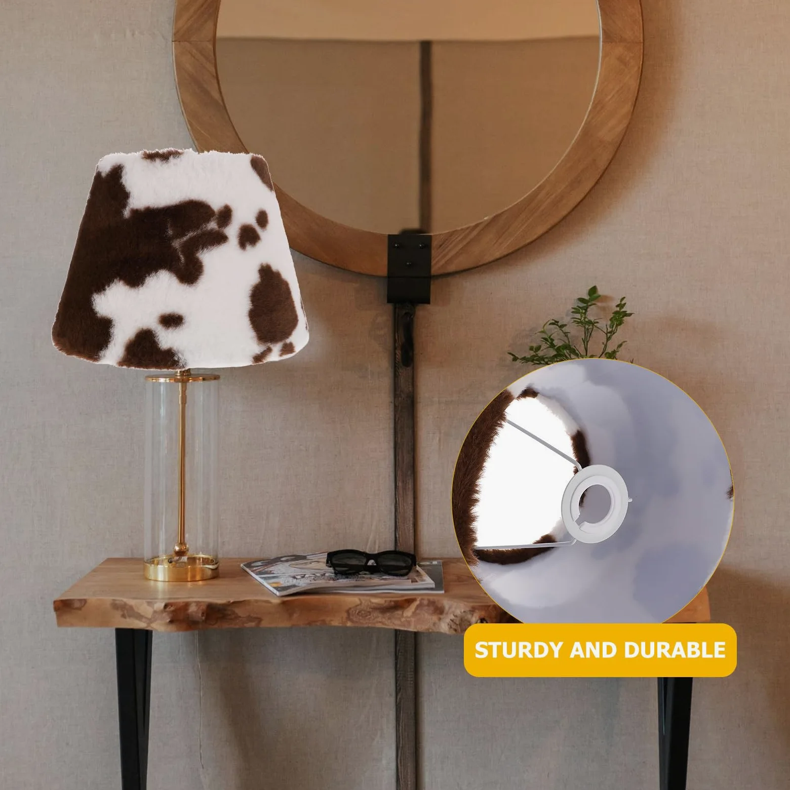Vaguelly Paralume Facile Installazione o per Lampada da Tavolo in Peluche Design Creativo a Stampa Animale, Struttura Semplice Lampada da Salotto Comodino