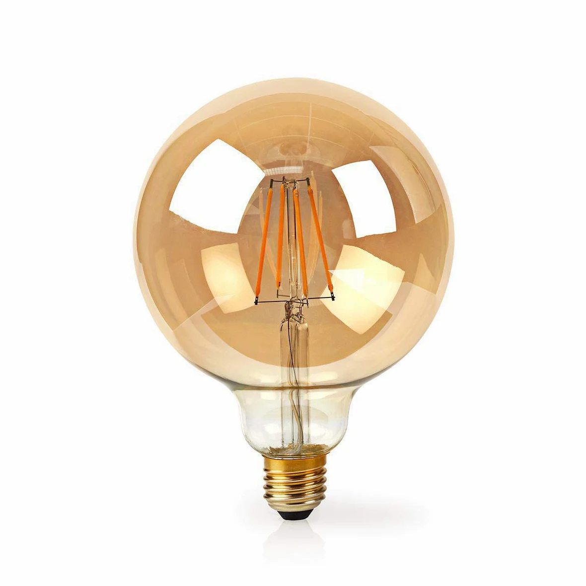 Nedis – Lampadina a filamento Smart WiFi – E27 – 125 mm – 5 W – 500 lm – Controllo app – Facile da configurare – Flusso luminoso nominale: 500 lm – Colore: oro – Materiale: vetro