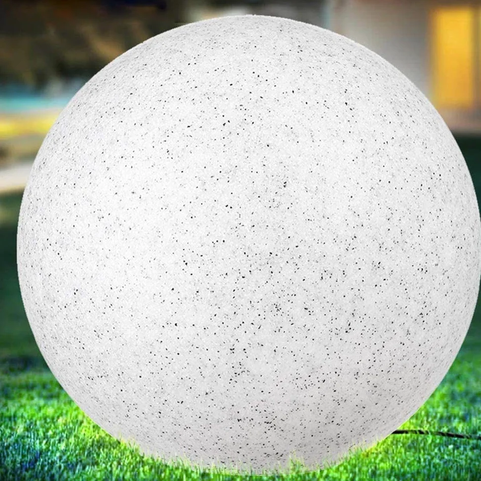 BAKAJI Lampada Design Sfera da Giardino Diametro 40 cm Luce Illuminazione Esterno da Terra o Tavolo Attacco E27 Lampadina Max 35 W Decorazione Effetto Pietra con Picchetti di Fissaggio Terreno