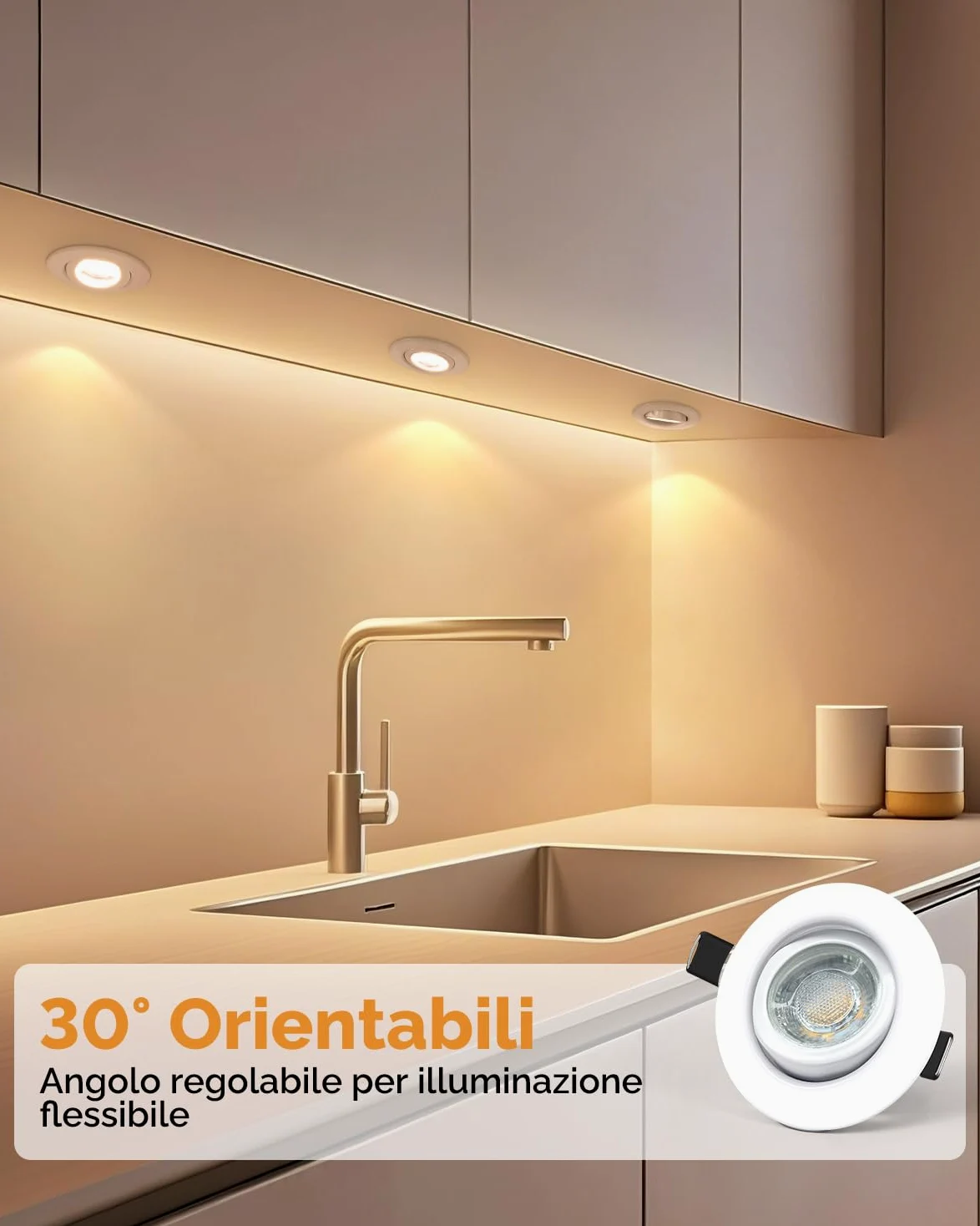 wowatt Faretti LED da Incasso per Cartongesso Dimmerabili 5.5W, Set di 12 | 600LM Luce Calda 2800K Luci da Soffitto Interno Orientabili, IP44 Luci da Soffitto Interno Ultrasottili per Bagno, Foro 68mm