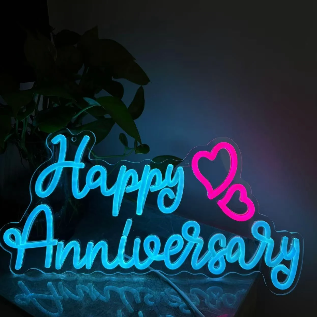 Happy Anniversary - Targa al neon Happy Anniversary LED, luce Happy Anniversary, targa per matrimoni, celebrazioni, feste, decorazioni per coppie, regali