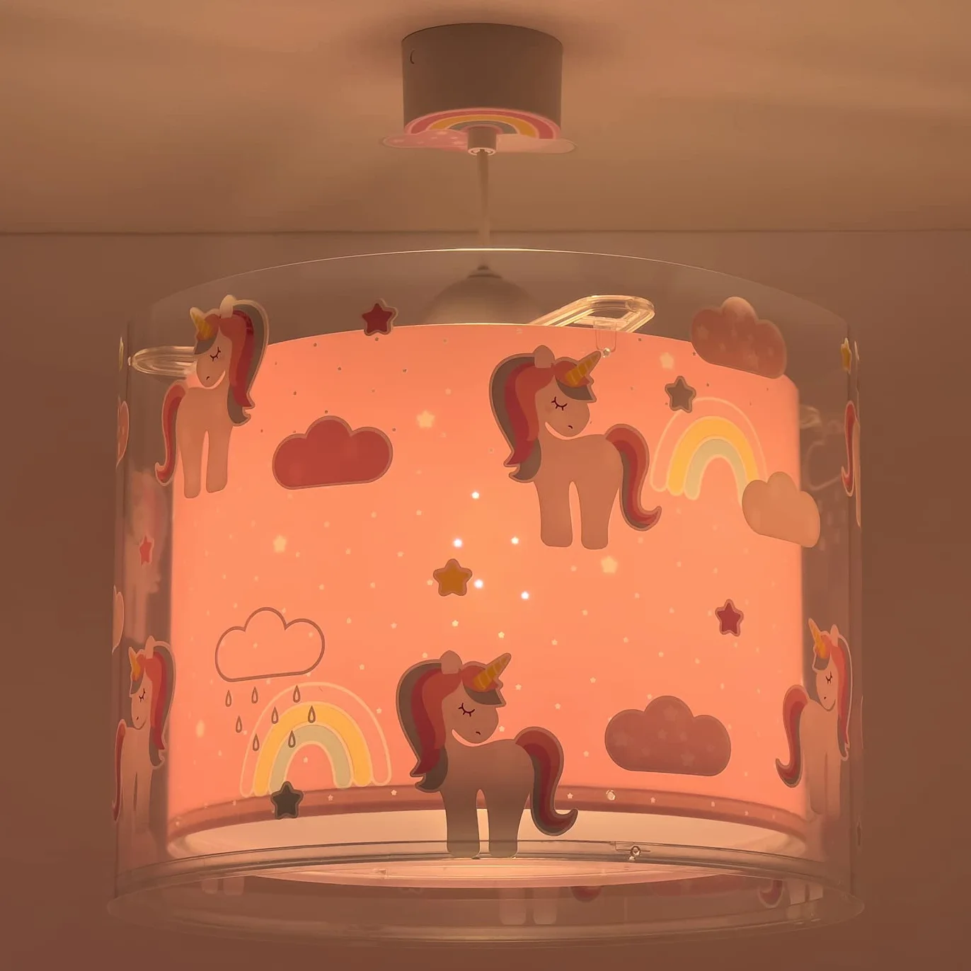 Dalber Lampada da soffitto a sospensione per Bambini Unicorns unicorni Animali, Rosa