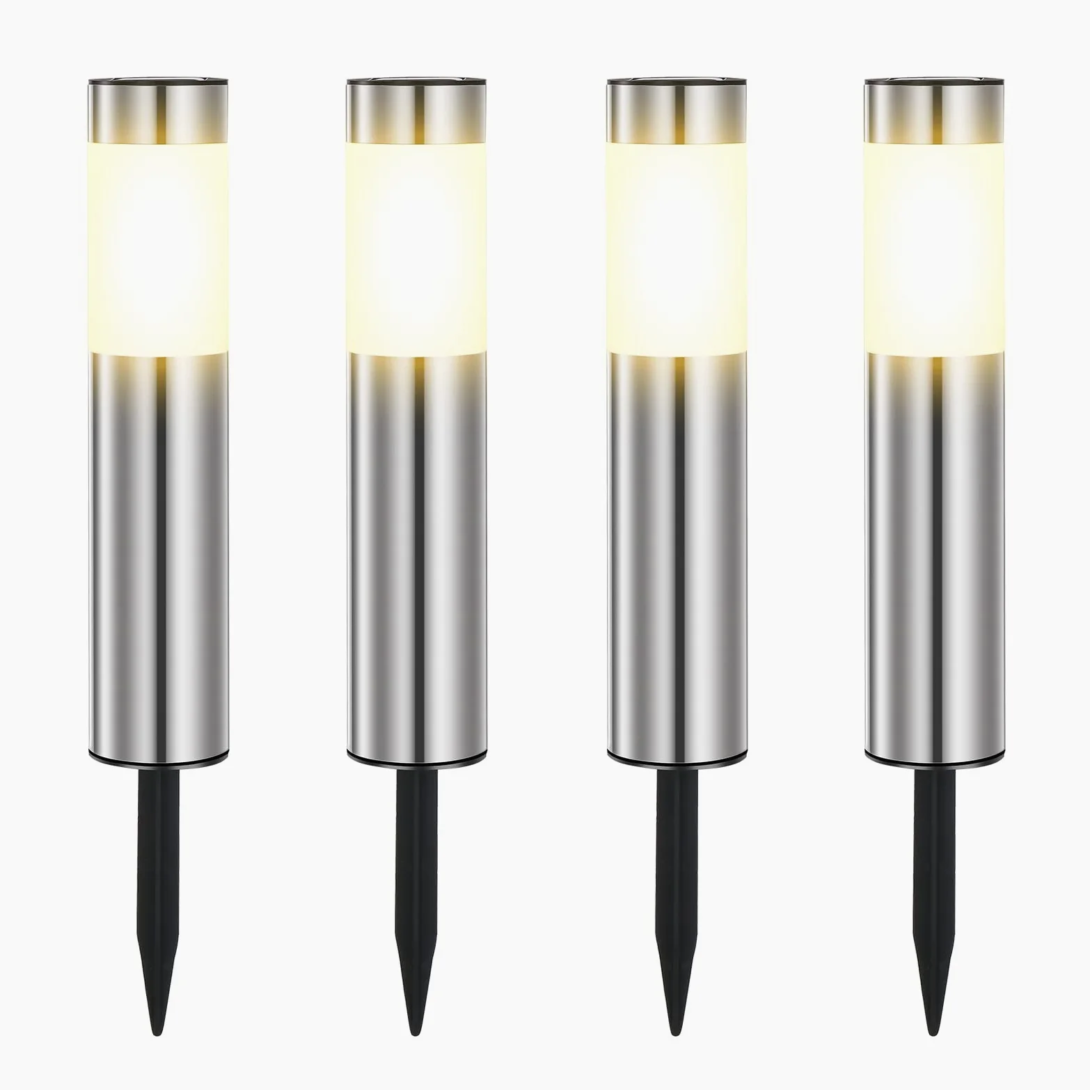 Luci Solari da Esterno, 4 Pezzi Lampada Solare da Esterno Impermeable, Lampade Solari da Giardino Giallo Caldo Luci Giardino Energia Solare LED per Terra Cortile Prato Vialetto
