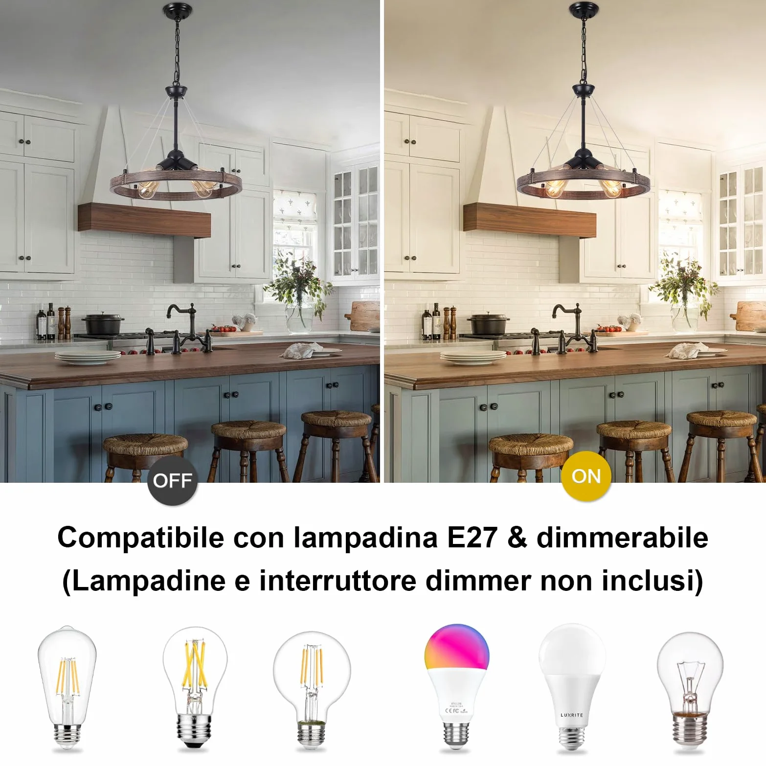 Industrial Lampadario A Forma Di Ruota Di Carro, 4 Luci Lampada A Sospensione Nera Lampadario Rustico Industriale Per Soggiorno Cucina Corridoio Camera Da Letto, Regolazione Dell'Altezza